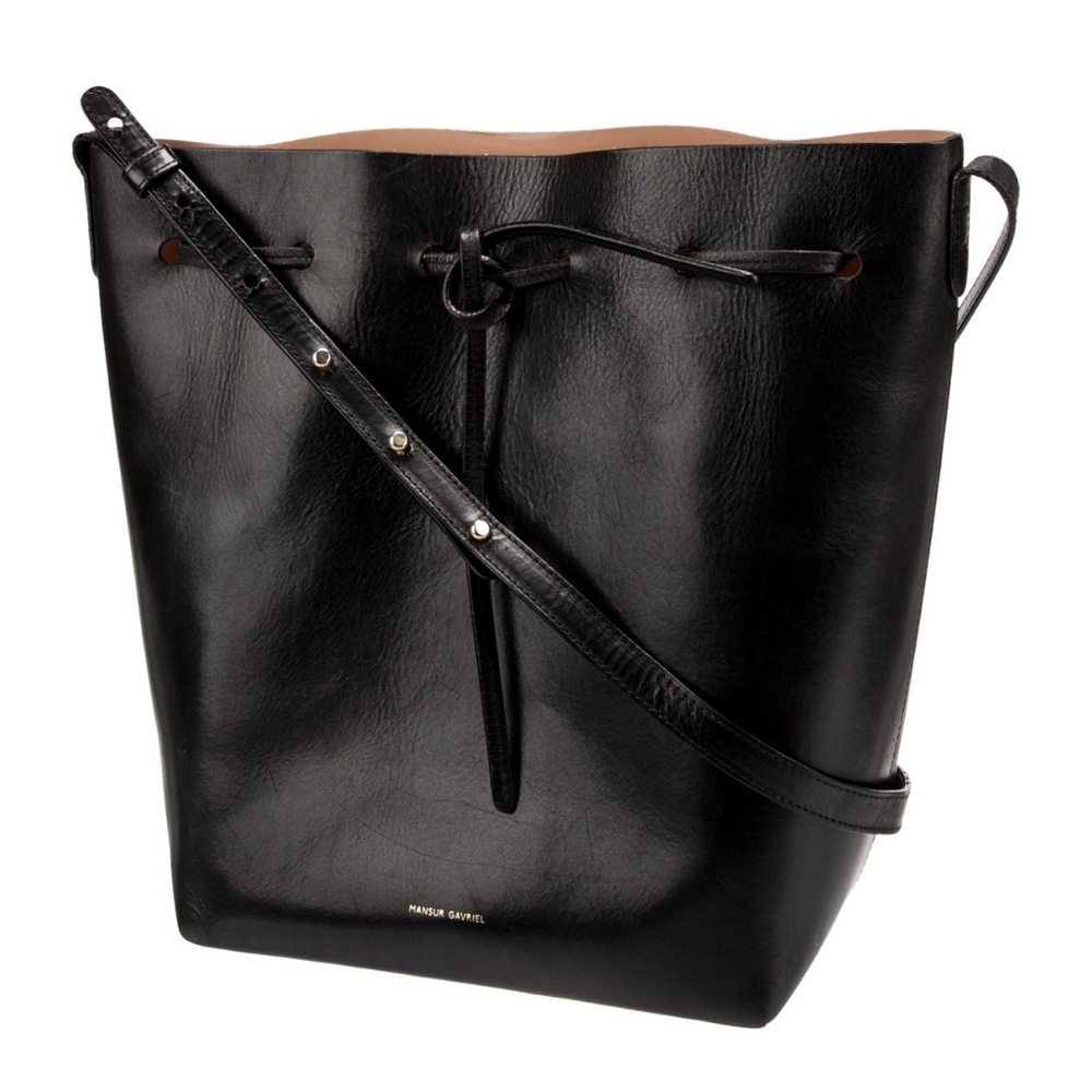 Mansur Gavriel black leather bucket bag
